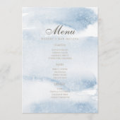 Stofbloem Blau Aquarel Bar Mitzvah Menu Kaart (Voorkant)