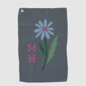 Stofbloem Blau Handgetekend Madeliefjes Monogram D Golfhanddoek (Voorkant)