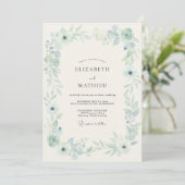 Stofbloem Blau Licht Lentewedding Kaart (Staand voorkant)