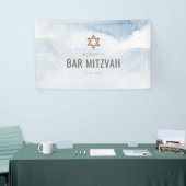 Stofbloem Blau Waterverf Bar Mitswa Banner (Beurs)