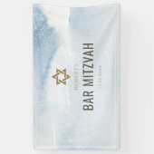 Stofbloem Blau Waterverf Bar Mitswa Banner (Verticaal)