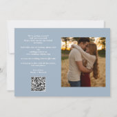 Stofbloem Blauw 2 Foto's Elegant Script Trouw QR C Save The Date (Achterkant)
