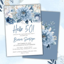 Stofbloem Blauw 50ste Huwelijksjubileum 
