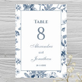 Stofbloem Blauw Antieke Bloemmotief Franse Bruilof Kaart