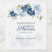 Stofbloem Blauw Bloeiende Eucalyptus Bruidsdouche Wijn Etiket (Enkel label)