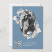 Stofbloem Blauw Bloem Boho Pampas Foto QR Code Save The Date (Achterkant)