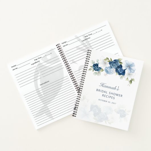 Stofbloem Blauw Bloem Bruiloft Recept Notitieboek (Binnen)