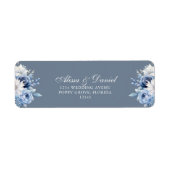 Stofbloem Blauw Bloem Bruiloft Retouradres Label (Voorkant)