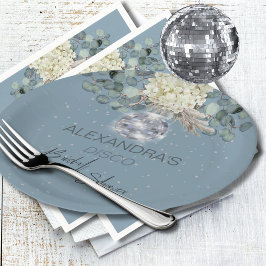 Stofbloem Blauw Bloem Disco Bal Bruidsdouche Papieren Bordje