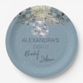 Stofbloem Blauw Bloemendisco Bal Bruidsdouche Papieren Bordje (Voorkant)