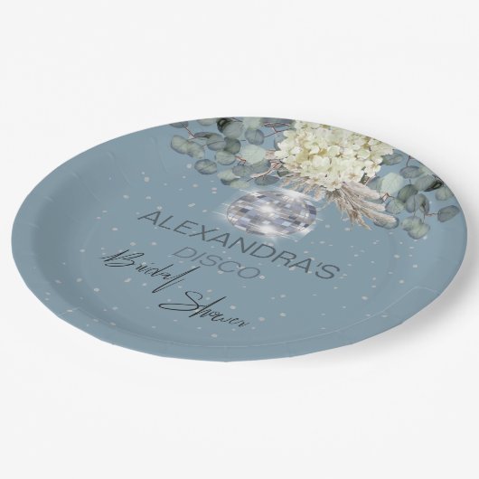 Stofbloem Blauw Bloemendisco Bal Bruiloftsfeest Papieren Bordje (Gekanteld)