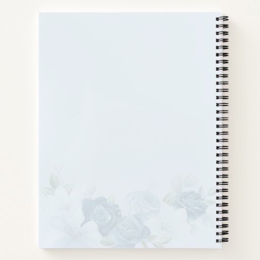 Stofbloem Blauw Bloemig Chic Persoonlijke Trouwdag Notitieboek (Achterkant)