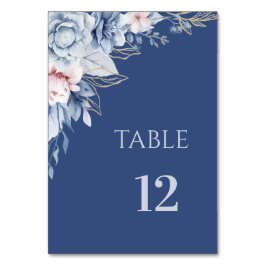 Stofbloem Blauw Bloemig Navyblauw Tafelnummerkaart Kaart