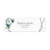 Stofbloem Blauw Bloemmotief Etiket (Voorkant)