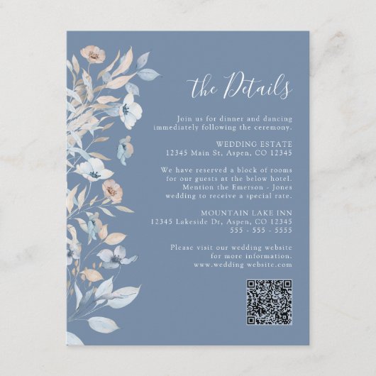 Stofbloem Blauw Bloemmotief Informatiekaartje (Voorkant)