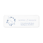 Stofbloem Blauw Bloemmotief Monogram Etiket (Voorkant)