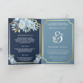 Stofbloem Blauw Bloemmotief Navy QR Code All-in-On (Binnen)