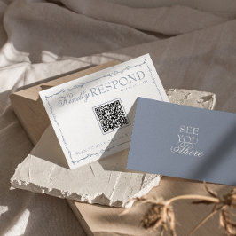 Stofbloem Blauw Bloemmotief Oude Rijken QR Code Tr RSVP Kaartje