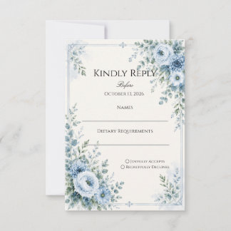Stofbloem Blauw Bloemmotief RSVP Kaartje