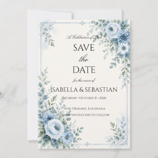 Stofbloem Blauw Bloemmotief Save The Date