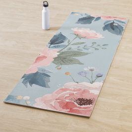 Stofbloem Blauw Bloemschildering Tuin Roze Bloesem Yogamat
