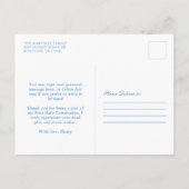 Stofbloem Blauw Bloemstuk Kruis Christelijke Dankj Briefkaart (Achterkant)