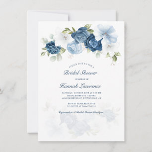 Stofbloem Blauw Bloemstuk Moderne Bruiloft Feest Kaart
