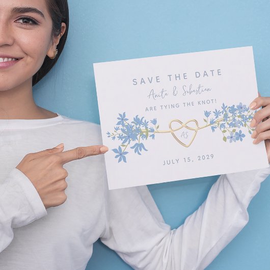 Stofbloem Blauw Boheem Bloem Bruiloft  Save The Date