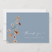Stofbloem Blauw Boho Bedankkaart (Voorkant)