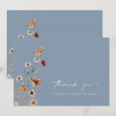 Stofbloem Blauw Boho Bedankkaart (Voorkant / Achterkant)