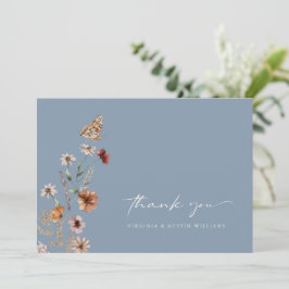 Stofbloem Blauw Boho Bedankkaart