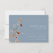 Stofbloem Blauw Boho Bloemstuk RSVP Kaartje (Voorkant)