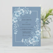 Stofbloem Blauw Botanisch Aquarel Bruiloft Kaart (Staand voorkant)