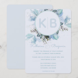 Stofbloem Blauw Botanisch Aquarel Monogram Kaart