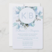 Stofbloem Blauw Botanisch Aquarel Monogram Kaart (Voorkant)