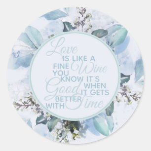 Stofbloem Blauw Botanisch Aquarel Ronde Sticker