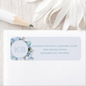 Stofbloem Blauw Botanisch Monogram Etiket (Insitu)