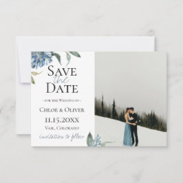 Stofbloem Blauw Botanische Foto Save The Date Aankondiging