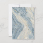 Stofbloem Blauw en Goud Bloemen Bruiloft RSVP Kaartje (Achterkant)