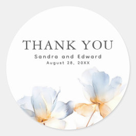Stofbloem Blauw en Goud Bloemendecoratie Modern Be Ronde Sticker
