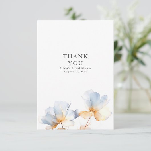 Stofbloem Blauw en Goud Bloemstuk Dank Je Bedankkaart (Staand voorkant)