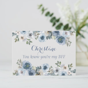 Stofbloem Blauw En Grijs Bloemstuk Wees mijn getui Kaart
