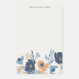 Stofbloem Blauw en Oranje Bloemenschildering met N Post-it® Notes