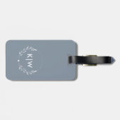 Stofbloem Blauw en Wit | Modern Initialen Monogram Bagagelabel (Achterkant horizontaal)