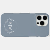 Stofbloem Blauw en Wit | Modern Initialen Monogram Case-Mate iPhone Case (Achterkant (horizontaal))