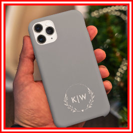 Stofbloem Blauw en Wit | Modern Initialen Monogram iPhone 16 Pro Max Hoesje