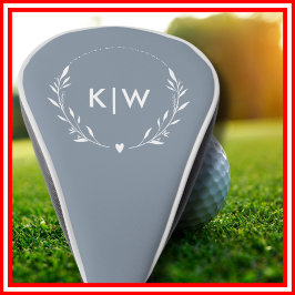 Stofbloem Blauw en Wit | Modern Initialen Monogram Golfheadcover