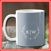 Stofbloem Blauw en Wit | Modern Initialen Monogram