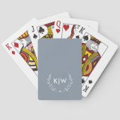 Stofbloem Blauw en Wit | Modern Initialen Monogram Pokerkaarten (Achterkant)