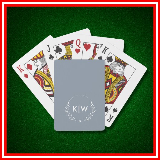 Stofbloem Blauw en Wit | Modern Initialen Monogram Pokerkaarten